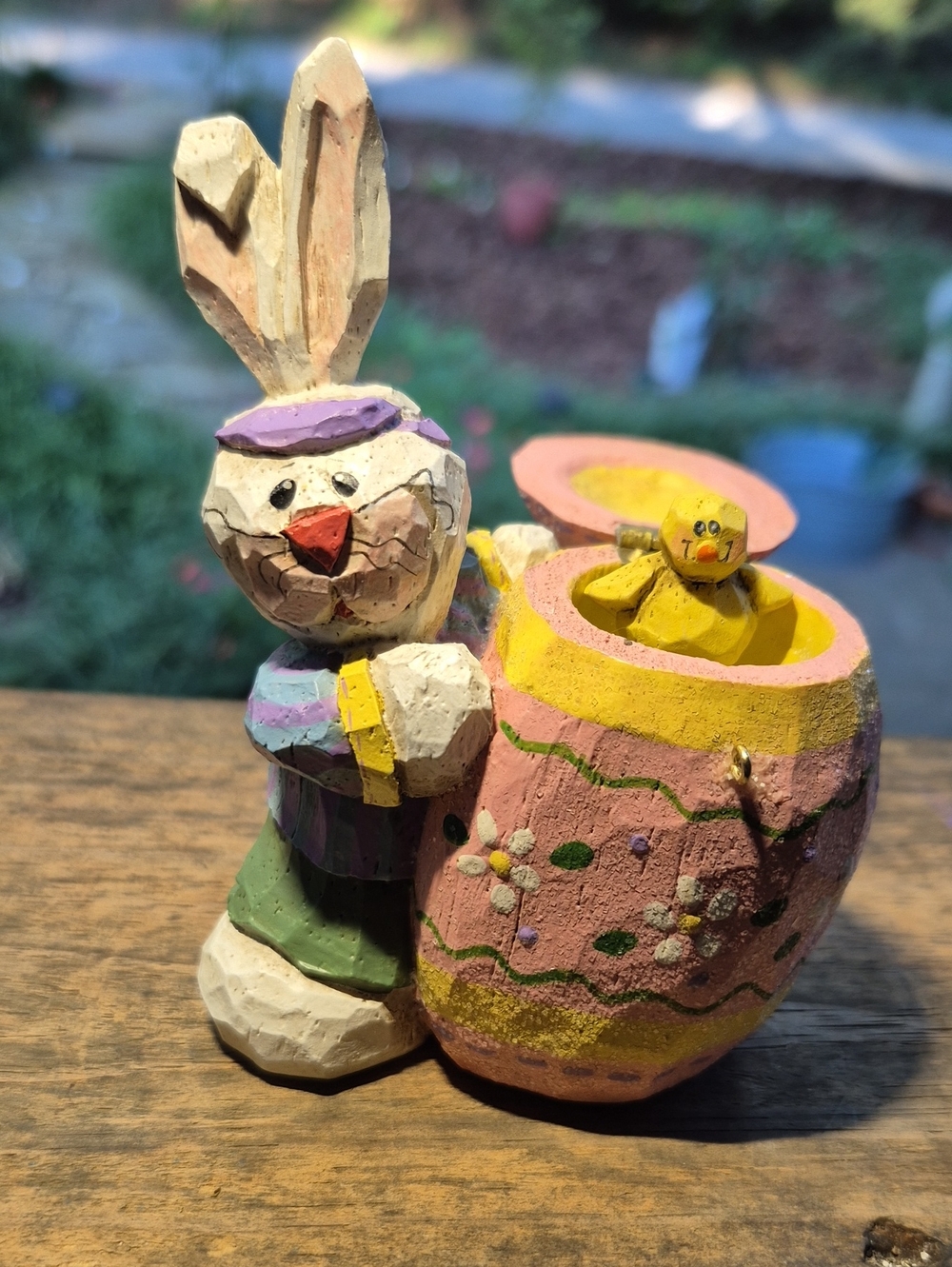 Eddie Walker WoodenHand-Painted Pastel Bunny & Egg Décor - Pink, Yellow, Green